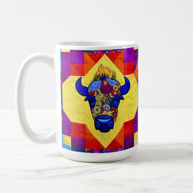 Wild West Bison quilt like Design Kaffeetasse (Links)