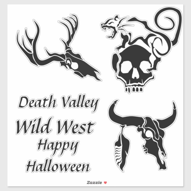 Wild West Black Skull Bundle Pack Aufkleber (Blatt)