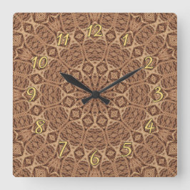 Wild West Brown Rope Kaleidoscope Quadratische Wanduhr