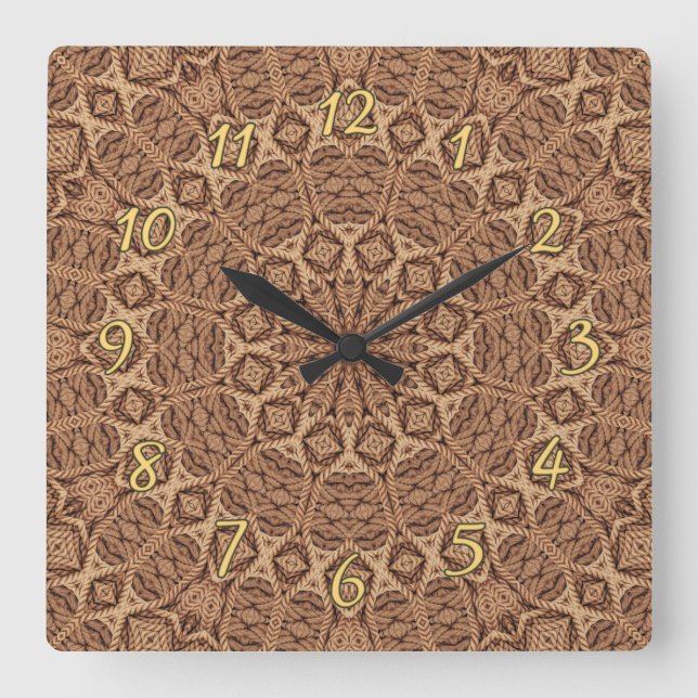 Wild West Brown Rope Kaleidoscope Quadratische Wanduhr (Vorderseite)