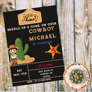 Wild West Cactus Birthday Boy Magneteinladung
