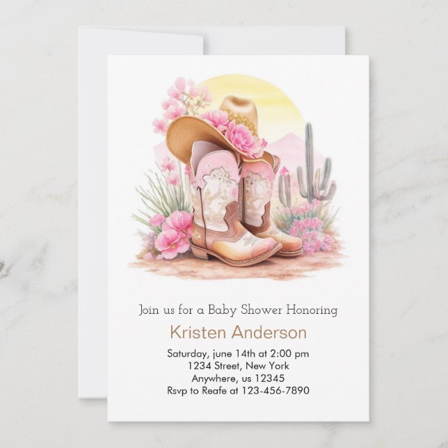 Wild West Celebration Cowgirl Baby Shower Einladung (Vorderseite)