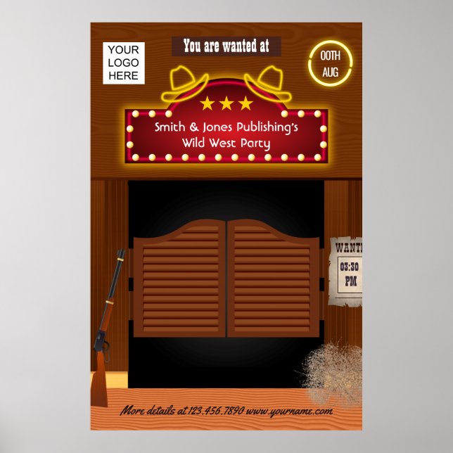 Wild West Corporate Funktion Logo hinzufügen Poster (Vorne)