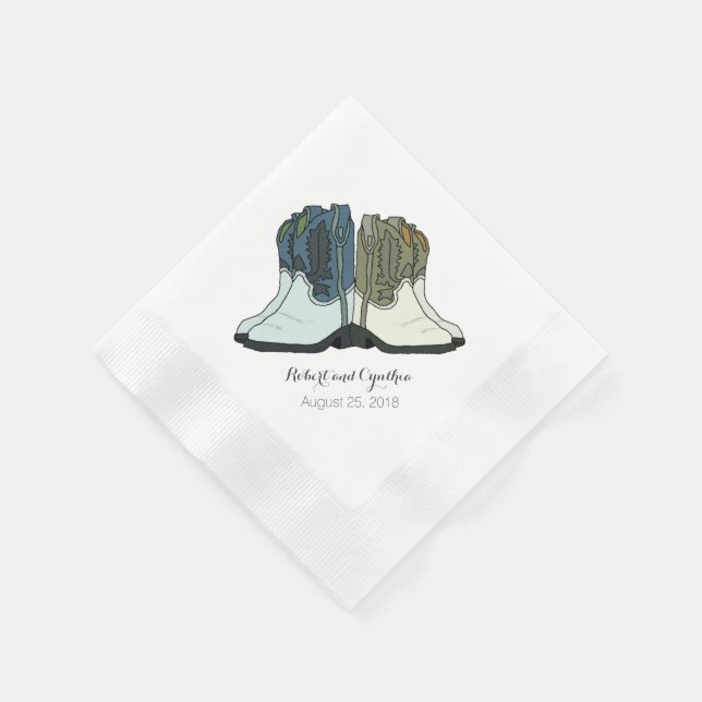 Wild West Country Cowboy Boots Wedding Serviette (Ecke)