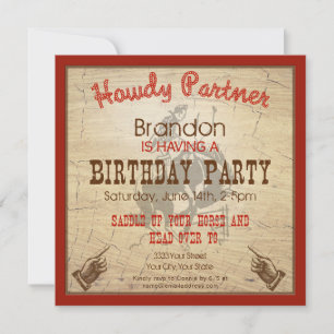 Wild West Country Invitation d'anniversaire