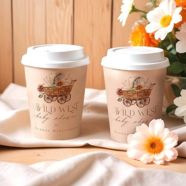 Wild West Country Western Floral Wagon Babydusche Pappbecher (Wild West Country Western Floral Wagon Baby Shower Paper Cups)