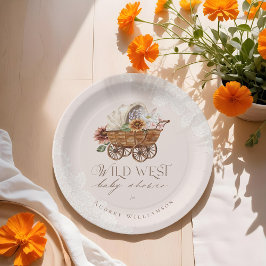 Wild West Country Western Floral Wagon Babydusche Pappteller