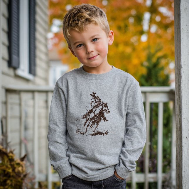 Wild West Cowboy auf Long Sleeve Boys T - Shirt (Von Creator hochgeladen)