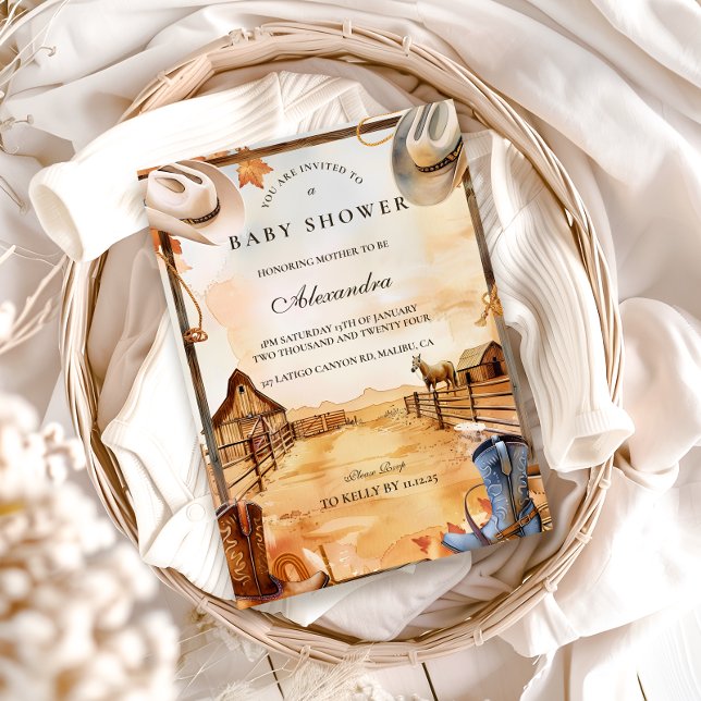 Wild West Cowboy Baby Shower Einladung (Von Creator hochgeladen)