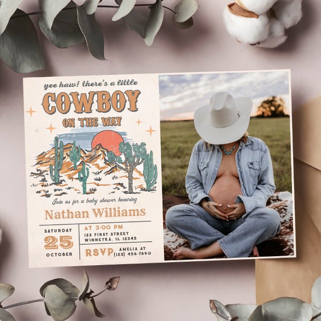 Wild West Cowboy Baby Shower Party Foto Einladung (Von Creator hochgeladen)