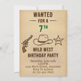 Wild West Cowboy Birthday Invitation Einladung