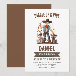 Wild West Cowboy Birthday Party Einladung