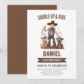 Wild West Cowboy Birthday Party Einladung