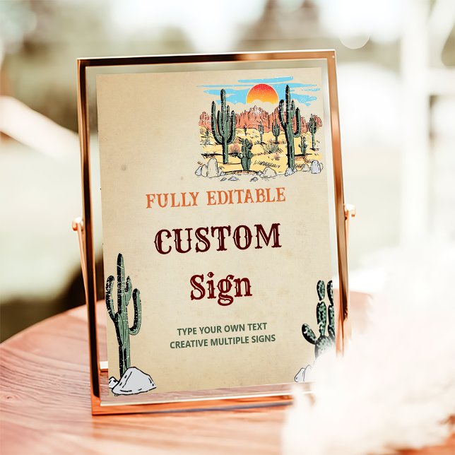 Wild West Cowboy Birthday Party Table Sign Poster (Von Creator hochgeladen)