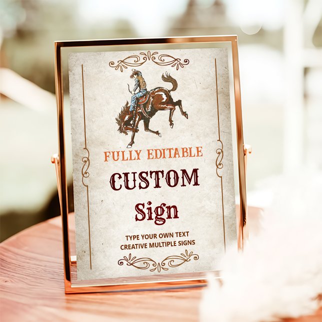 Wild West Cowboy Birthday Party Table Sign Poster (Von Creator hochgeladen)