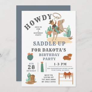 Wild West Cowboy Boy Invitation d'anniversaire