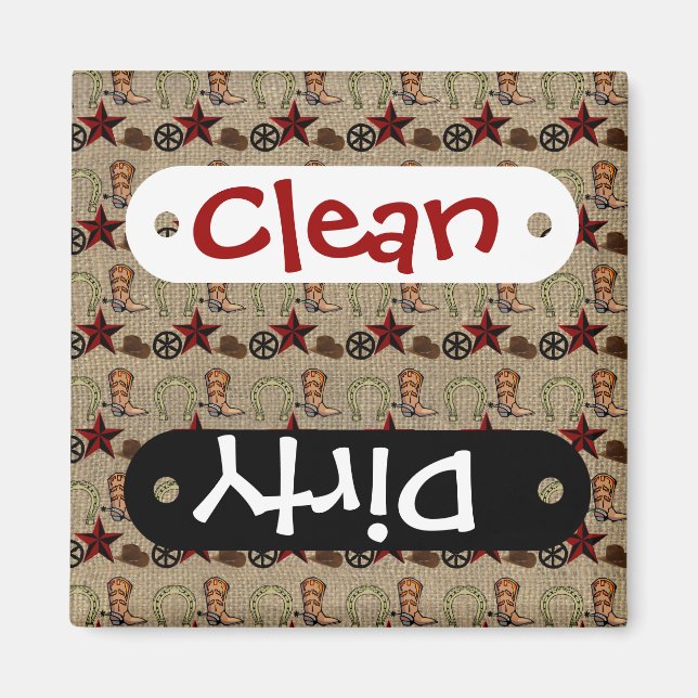 Wild West Cowboy Country Western auf Burlap Patter Magnet (Vorne)