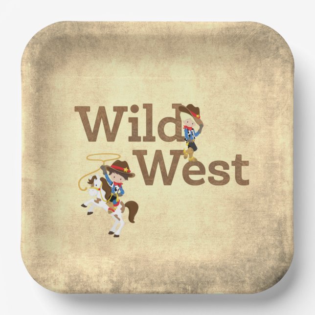 Wild West Cowboy Cowgirl Western Theme Paper Plate Pappteller (Vorderseite)