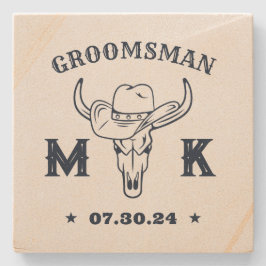 Wild West Cowboy Monogram Trauzeuge Trauzeuge Steinuntersetzer