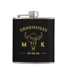 Wild West Cowboy Personalisierte Trauzeugen Monogr Flachmann