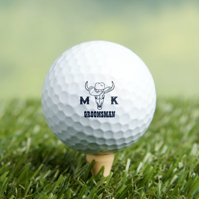Wild West Cowboy Personalisierte Trauzeugen Monogr Golfball (Insitu T-Shirt)