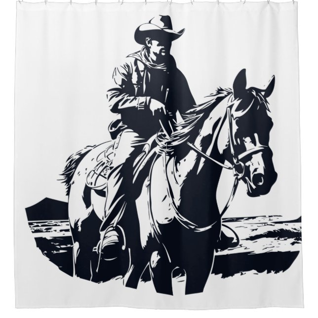 Wild West Cowboy Pferdereiten Duschvorhang (Vorderseite)