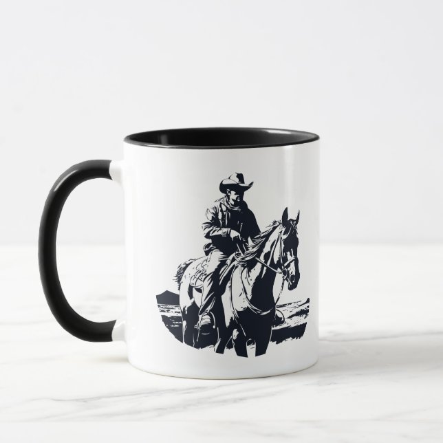 Wild West Cowboy Pferdereiten Tasse (Links)