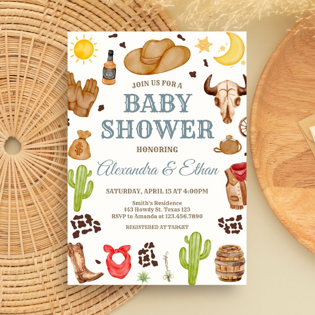 Wild West Cowboy Rodeo Baby Shower Einladung (Cowboy Western Rodeo Ranch Baby Shower Invitation)