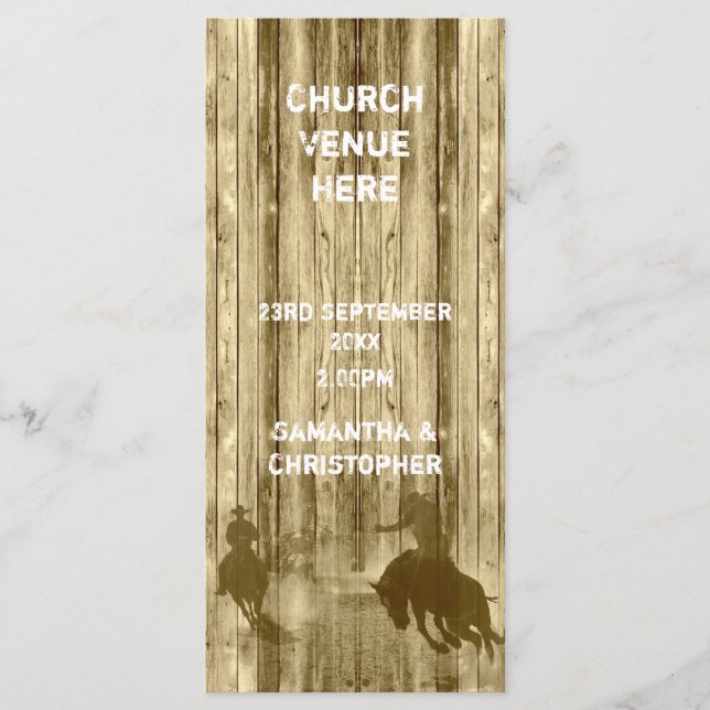 Wild West Cowboy Thema Kirche Hochzeitsprogramm Programm (Vorderseite)