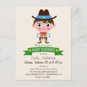 Wild West Cowboy Theme Baby Shower Einladungspostkarte