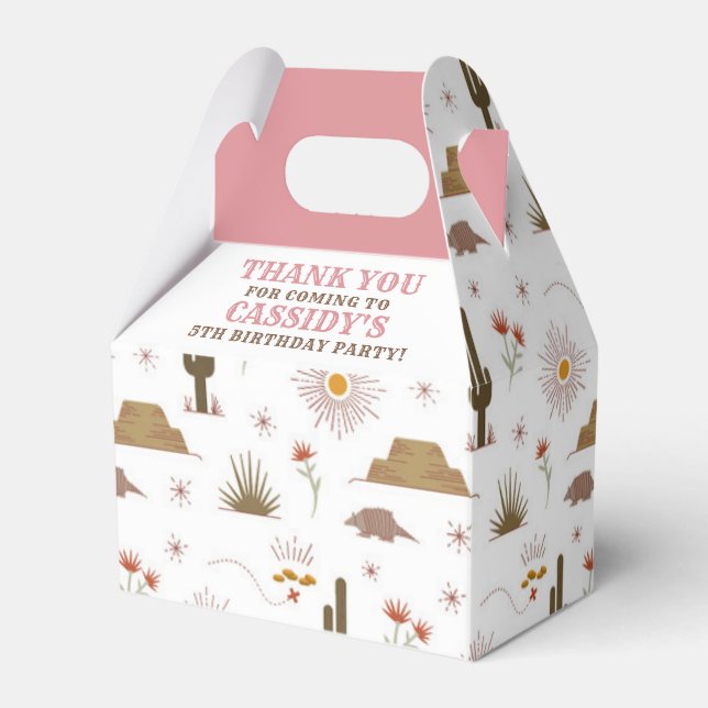 Wild West Cowgirl Birthday Party Fevor Box Geschenkschachtel (Vorderseite)