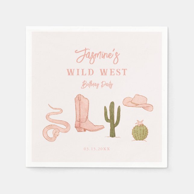 Wild West Cowgirl Birthday Party Serviette (Vorderseite)