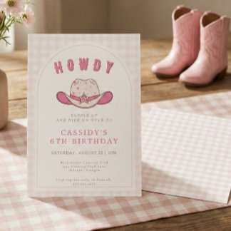 Wild West Cowgirl Country Western 6th Birthday Einladung