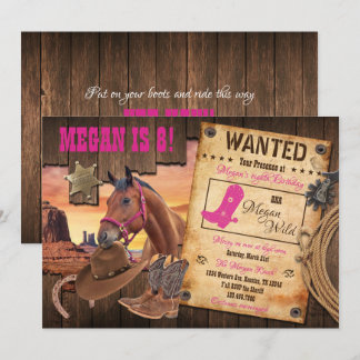 Wild West Cowgirl-Einladung Einladung