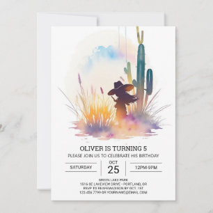 Wild West Digital Cowboy Birthday Einladung
