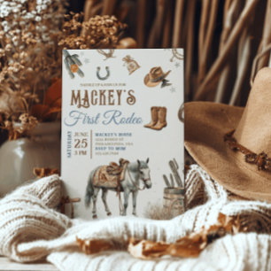 Wild West First Rodeo Cowboy Birthday Western Einladung