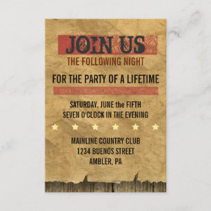WILD WEST GEWOLLT Bar Bat Mitzvah Party Card Einladung