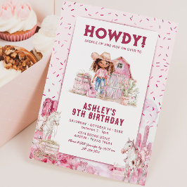 Wild West Horse Cowgirl Kindergeburtstag Einladung