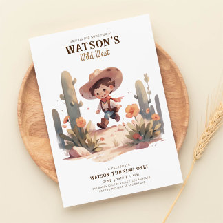 Wild West Modern Cowboy Birthday Einladung