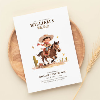 Wild West Modern Cowboy Birthday Einladung