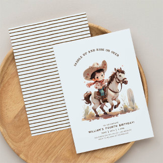 Wild West Modern Cowboy Birthday Einladung
