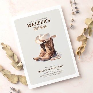 Wild West Modern Cowboy Birthday Einladung