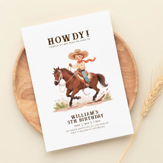 Wild West Modern Cowboy Birthday Einladung