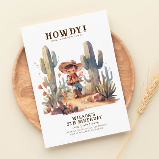 Wild West Modern Cowboy Birthday Einladung