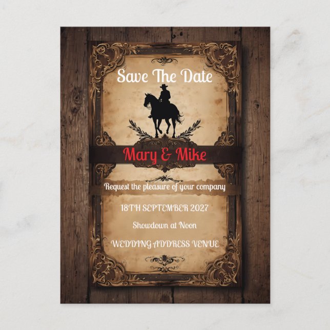 Wild West Novelty Wedding Einladung (Vorderseite)