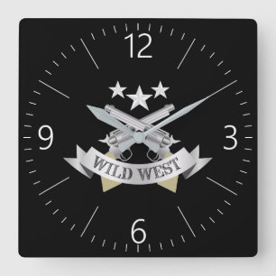 Wild West Quadratische Wanduhr