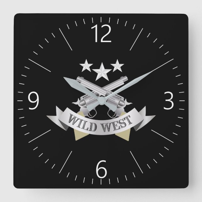 Wild West Quadratische Wanduhr (Vorderseite)