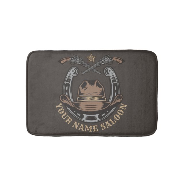 Wild West Revolver Horseshoe Western Cowboy Saloon Badematte (Vorderseite)