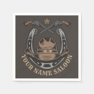 Wild West Revolver Horseshoe Western Cowboy Saloon Serviette