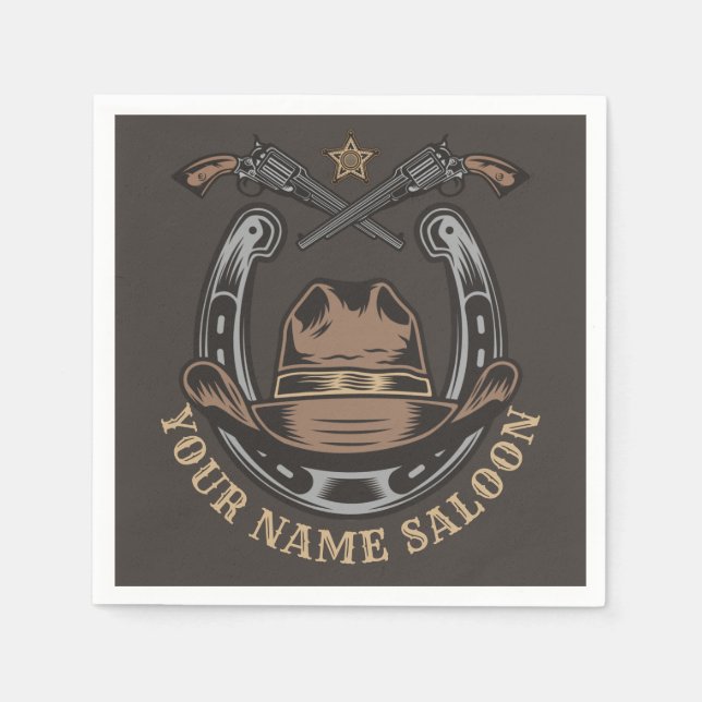 Wild West Revolver Horseshoe Western Cowboy Saloon Serviette (Vorderseite)